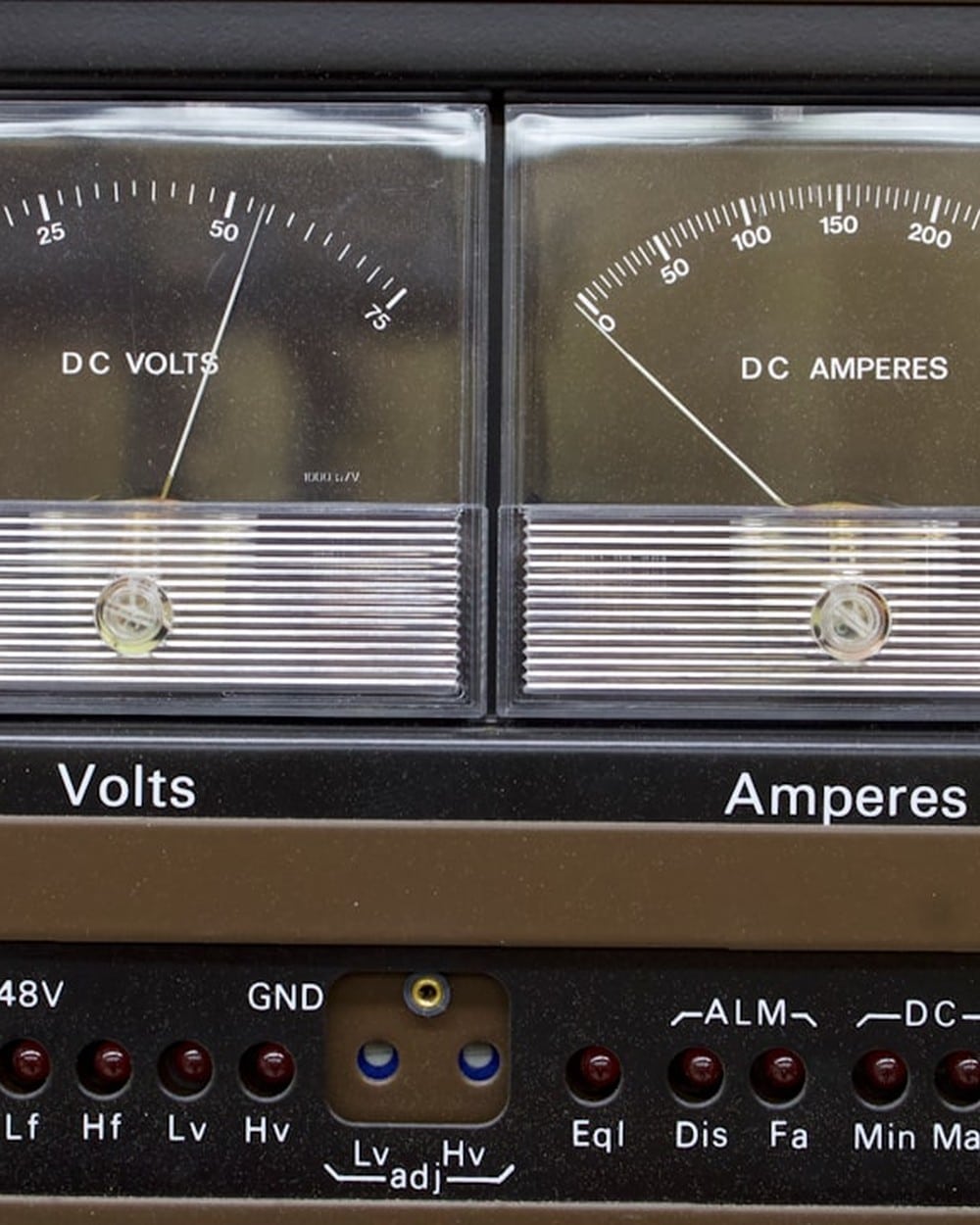 Voltage and amperage meters illustrating Level 2 EV charger amperage scenarios for Texas home charging